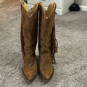 Idyllwind by Miranda lambert all leather fringe cowgirl boots, snip toe boots.